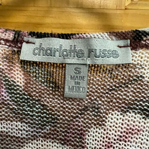 Gorgeous Charlotte Russe size S plum color duster with pink peonies print - Picture 3 of 6